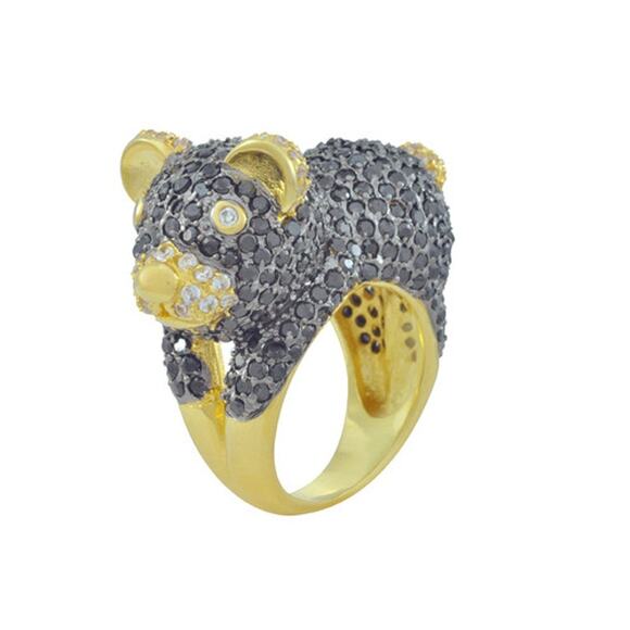 Noir Pave Teddy Bear Ring Noir Jewelry -  New Size 8 - Picture 1 of 3